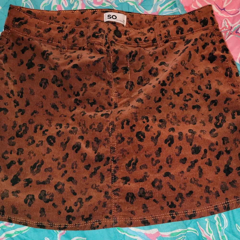 Mini Courdory Cheetah Print Skirt